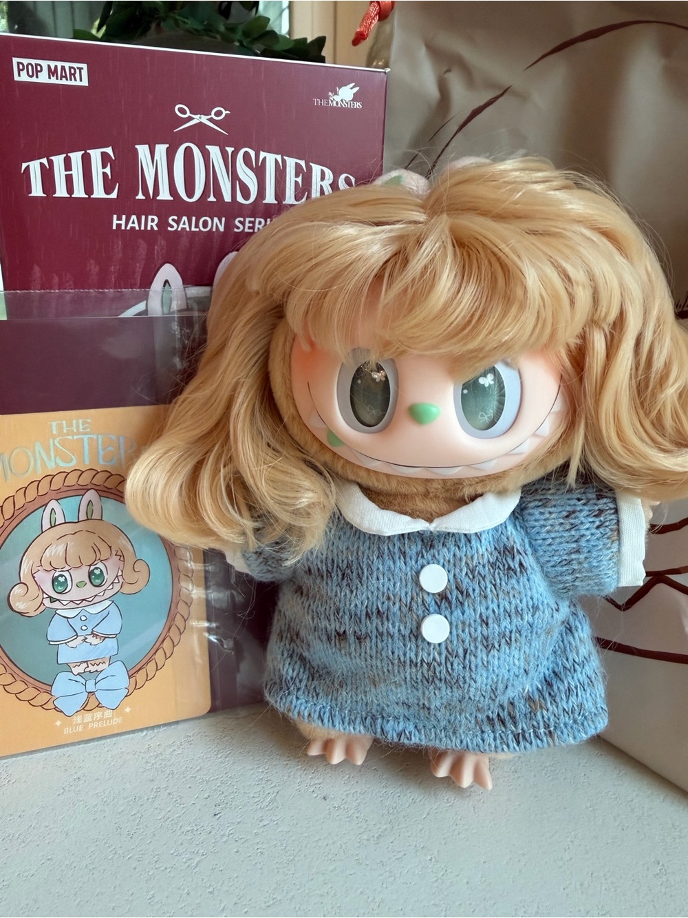 POP MART The Monsters Hair Salon Series Plush Pendant Labubu - Blue Prelude